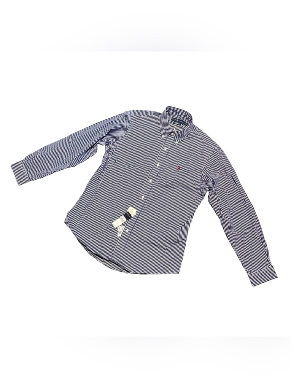 Ralph Lauren Men’s Striped Classic Shirt Blue and White Long Sleeves.  Sz L. NWT